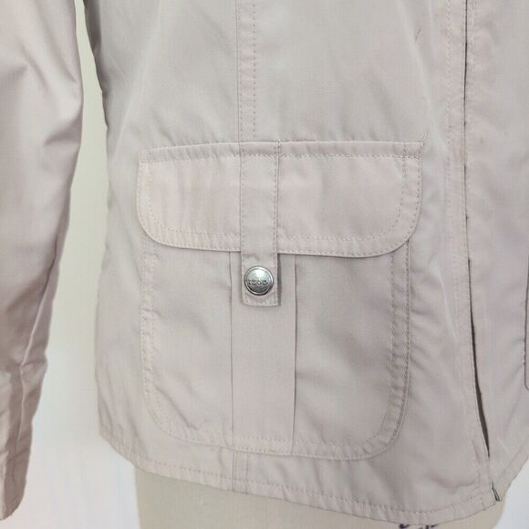 IZOD Reversible Convertible Jacket Vest Windbreaker Womens M Tan Green Excellent - Picture 5 of 6